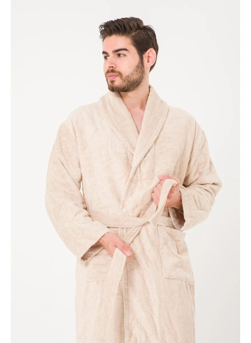 كوتن كونسيبت Plain and Cotton Shawl Collar Men's Bathrobe