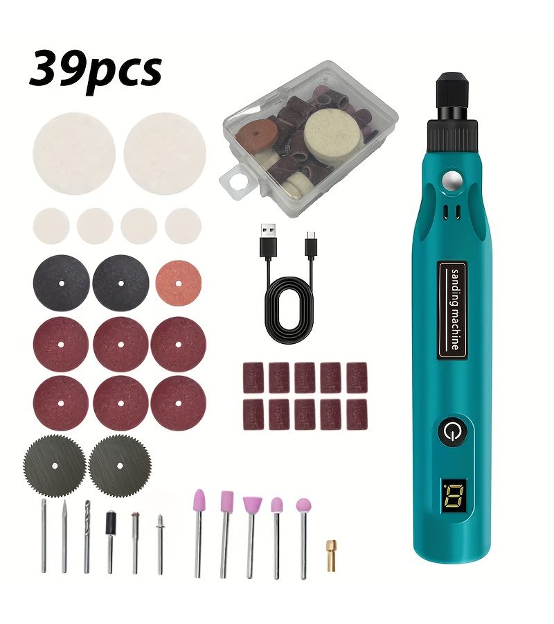 Industrial Grade Rechargeable Electric Grinder Polisher Black 39Pcs - Image 1