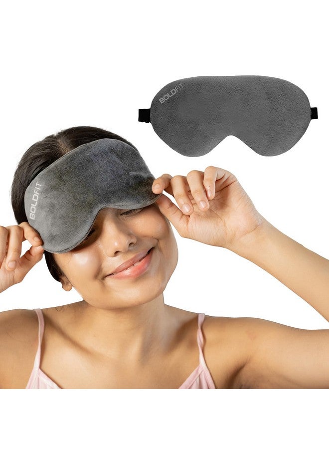 Boldfit Silk Eye Mask For Sleeping With Adjustable Strap Super Soft Sleeping Mask Blind Fold For Comfortable Sleep Travelling Sleep Mask Pad For Girls Sleeping Eye Mask Blind Folds For Sleeping -Grey - Image 1