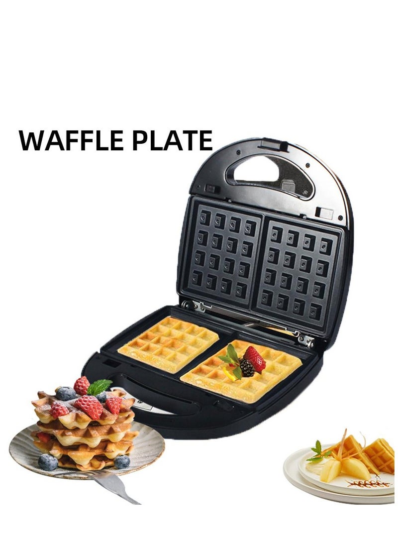 6 in 1 Waffle Maker 750W Electric Double Sided Heating Waffle Maker with Non Stick Removable Plates  Multi Function for Waffles Paninis Grilled Cheese and More  - Image 3