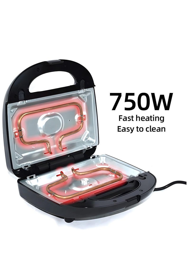 6 in 1 Waffle Maker 750W Electric Double Sided Heating Waffle Maker with Non Stick Removable Plates  Multi Function for Waffles Paninis Grilled Cheese and More  - Image 4