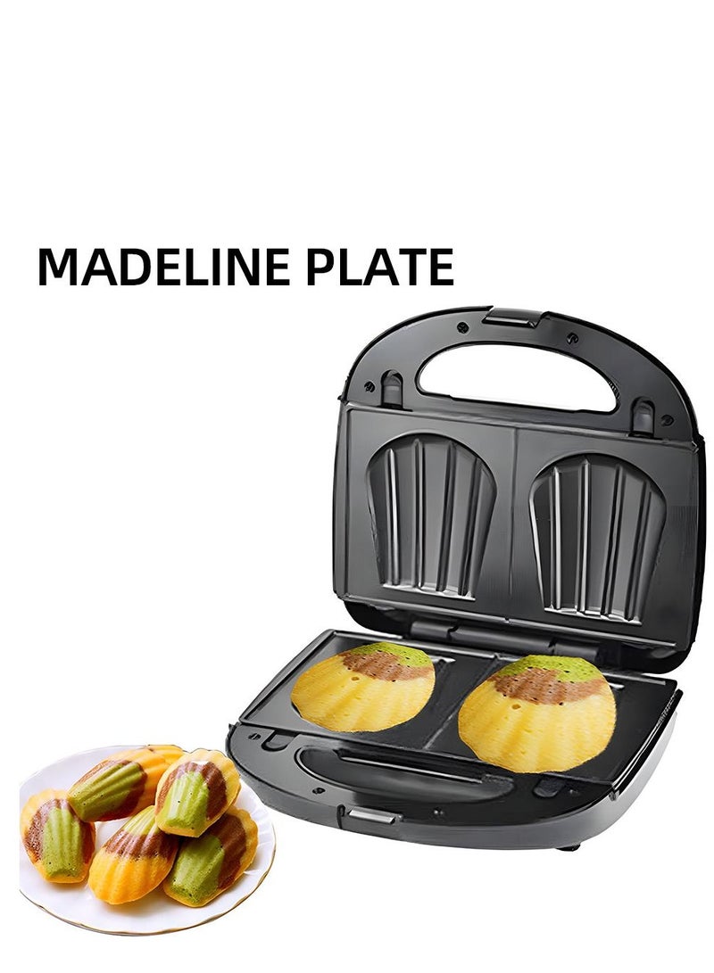 6 in 1 Waffle Maker 750W Electric Double Sided Heating Waffle Maker with Non Stick Removable Plates  Multi Function for Waffles Paninis Grilled Cheese and More  - Image 5