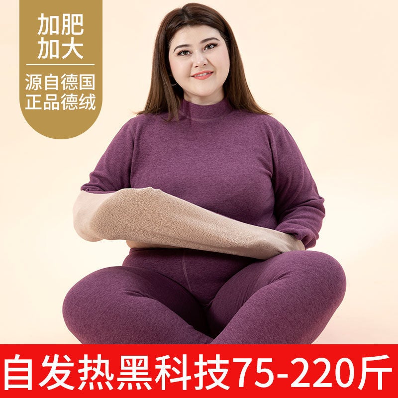 New Men'S Thermal Underwear Women'S Plus Fertilizer Plus Fleece-Lined Thickened Lamb Fleece Crewneck Suit Autumn Clothes Autumn Pants Winter - Image 5