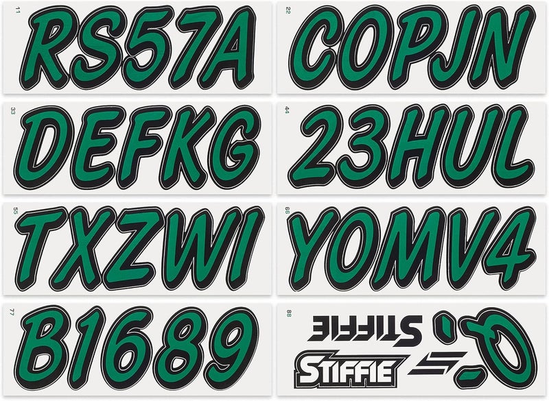 Stiffie ملصقات تعريفية رقمية وحرفية صلبة من Whipline بلون Racing Green/Black مقاس 3 بوصات للقوارب والمركبات المائية الشخصية - Image 3