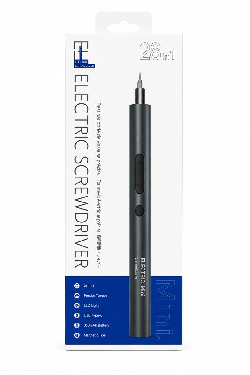 ANKHGIFTSHOP Mini Electric Screwdriver, 28 in 1, Precise Torque, LED Light, USB Type-C, 350mAh Battery, Magnetic Tips