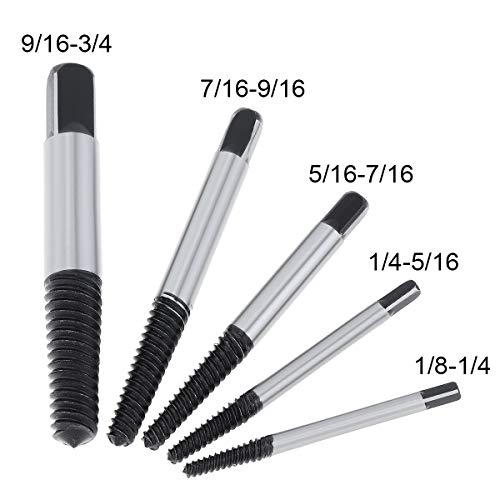 OriGlam 5PCS Screw Extractor Easy Out Set Drill Bits, Guide Broken Damaged Bolt Remover Tools Kit Set 3-9mm - Image 2
