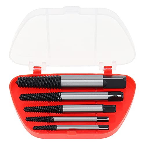 OriGlam 5PCS Screw Extractor Easy Out Set Drill Bits, Guide Broken Damaged Bolt Remover Tools Kit Set 3-9mm - Image 1