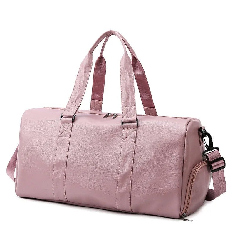 Bluejw Unisex PU Leather Sports Duffel Bag Gym Weekender Travel Handbag with Shoe Compartment - Image 1