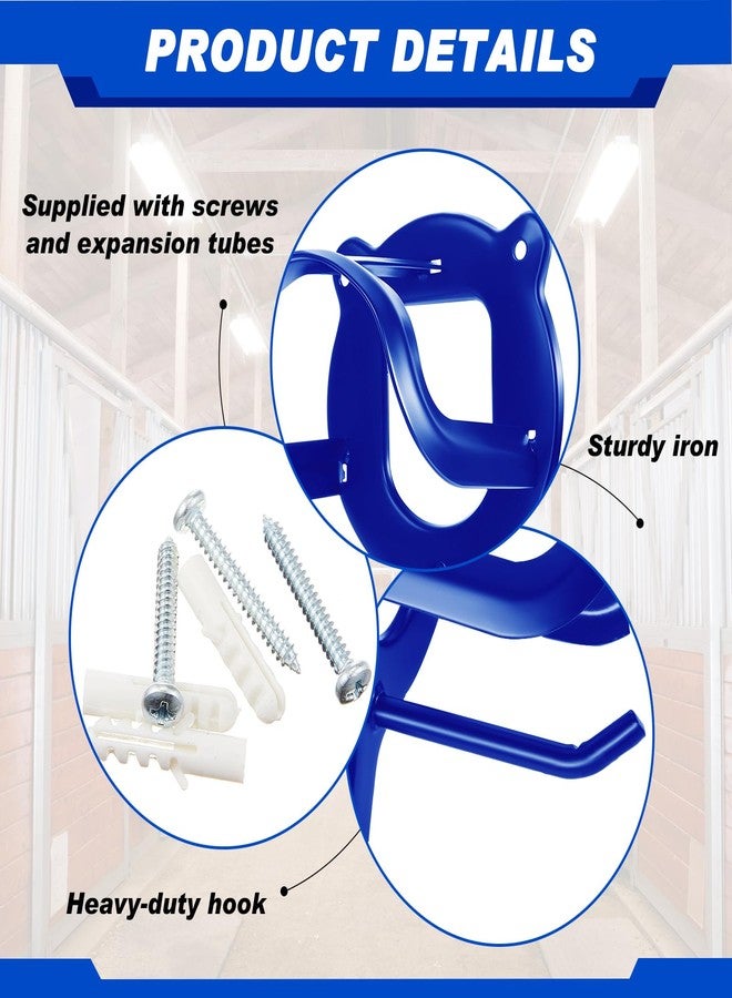 Dunzy 3 Counts Horse Bridle Rack Bracket Bridle Hooks Tack Storage Halter Hanger Metal Holder with Tubes and Screw for Horse Barn Supplies (Sapphire Blue) - Image 3
