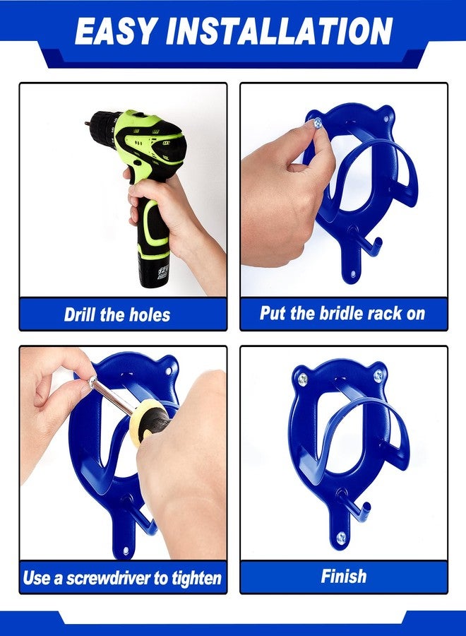 Dunzy 3 Counts Horse Bridle Rack Bracket Bridle Hooks Tack Storage Halter Hanger Metal Holder with Tubes and Screw for Horse Barn Supplies (Sapphire Blue) - Image 4