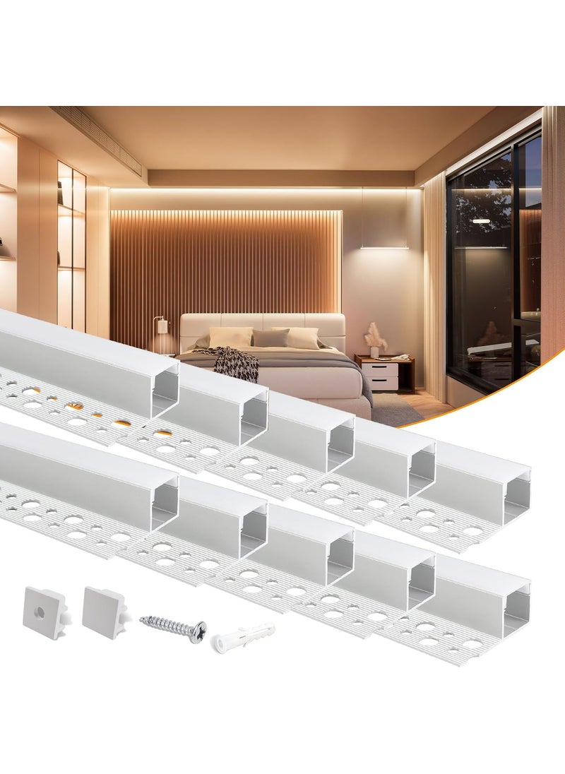 Muzata Muzata 10pack 33FT1M Plaster in LED Channel Single Edge Trimless Recessed LED Diffuser Channel with Milky White Cover Mud in for Drywall Wall Ceiling Trim U132 WW 1M  - Image 1