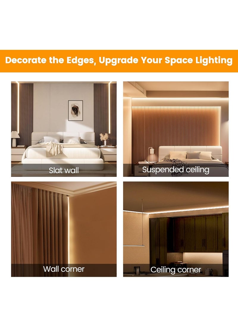 Muzata Muzata 10pack 33FT1M Plaster in LED Channel Single Edge Trimless Recessed LED Diffuser Channel with Milky White Cover Mud in for Drywall Wall Ceiling Trim U132 WW 1M  - Image 4