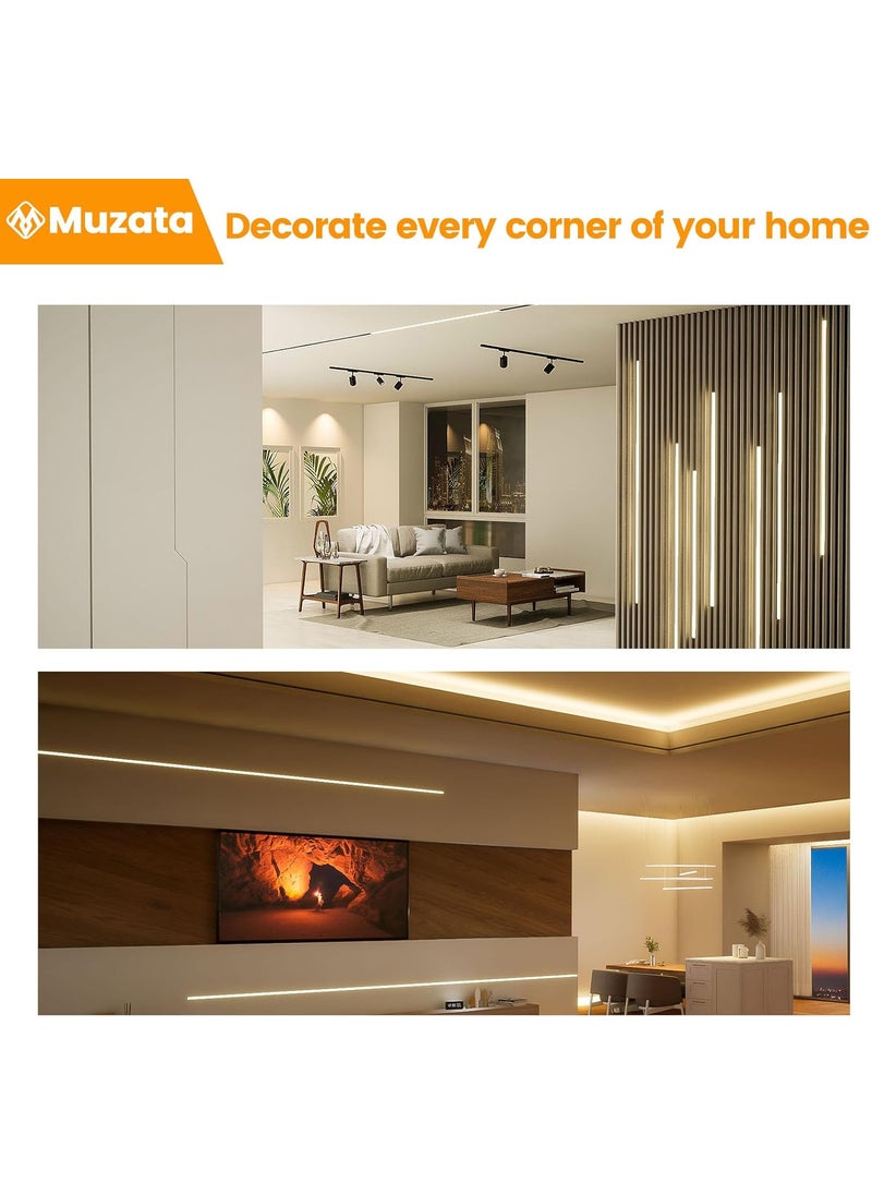 Muzata Muzata 10pack 33FT1M Plaster in LED Channel Single Edge Trimless Recessed LED Diffuser Channel with Milky White Cover Mud in for Drywall Wall Ceiling Trim U132 WW 1M  - Image 5