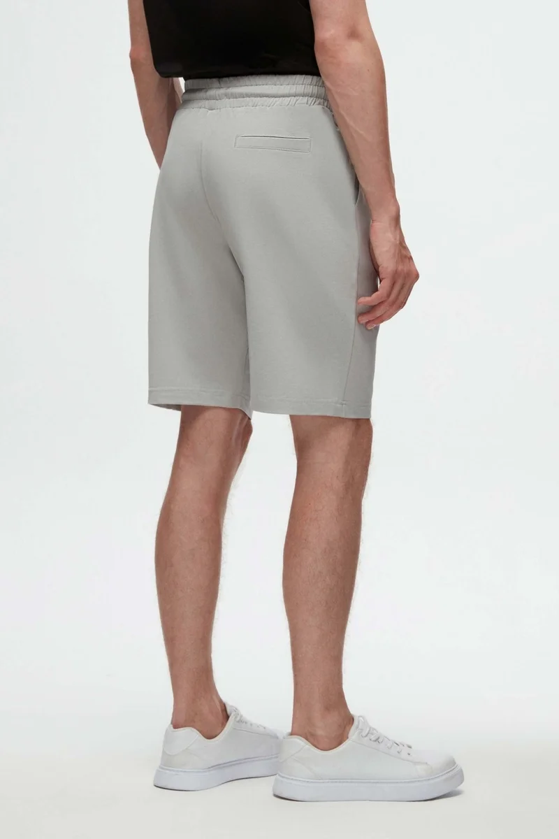D'S DAMAT Ds Damat Slim Fit Gray Elastic Waist Cord Detailed Comfortable Cotton Knitted Shorts 3HC13ORT21021