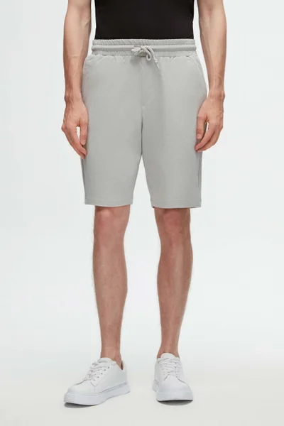 D'S DAMAT Ds Damat Slim Fit Gray Elastic Waist Cord Detailed Comfortable Cotton Knitted Shorts 3HC13ORT21021