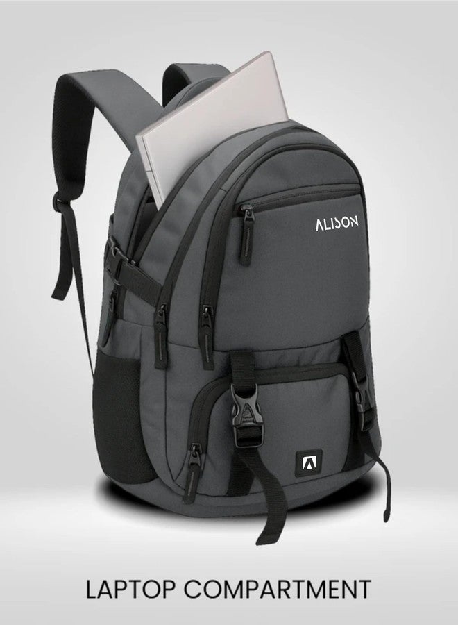 Alison Travel Laptop Backpack with Multiple Pockets and Compartments for 15.6 inch Laptop, Water Resistant, Spacious with Padded Shoulder Straps, Grey - Image 3