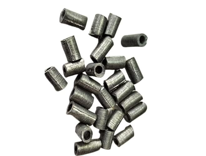 - وزن غطاس سلك الصيد - (10 قطع) جلكاثي رصاصي - شكل أنبوب - من 1 سم إلى 1.5 سم لكل منها - معدات صيد رصاصية