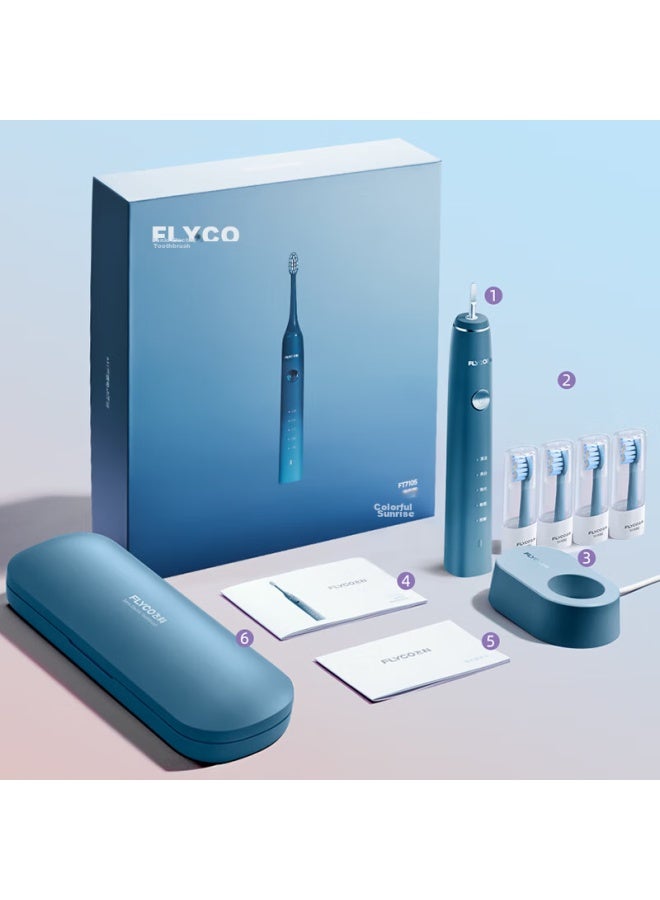 Flyco Men's Electric Toothbrush, Adult Couple Gift For Boyfriend, Birthday Qixi Festival Present, Smart Sonic Deep Cleaning Soft Bristle Toothbrush Ft7105 Deep Sea Blue Birthday Limited Edition - Image 2
