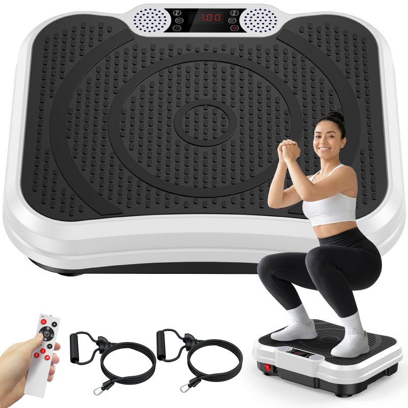 Trekora Vibration Plate Exercise Machine, Vibrating Fitness Platform for Lymphatic Drainage, Full Body Shaker Workout Equipment, Vibrate Fitness Platform for Home Women Men Exercise Gym (White) - Image 1