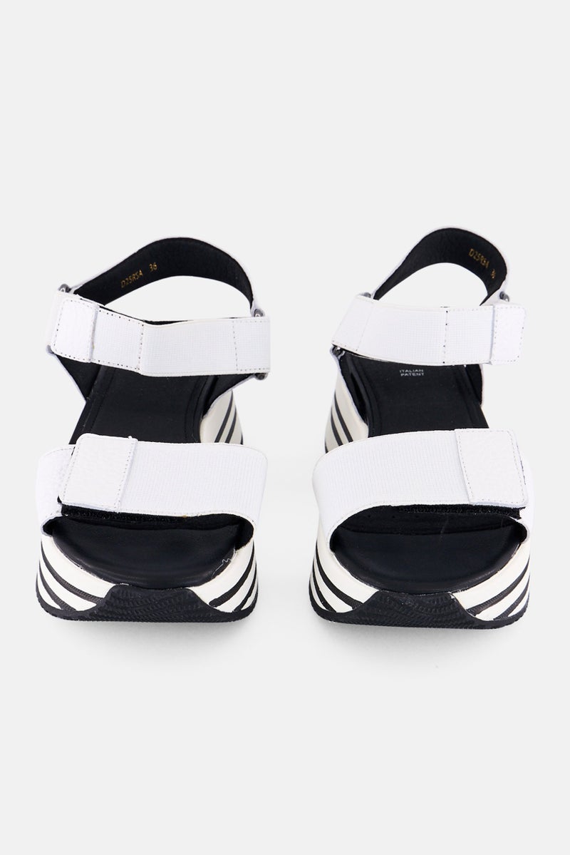 GEOX Women D Skency Leather Velcro Closure Sandals, White  - Image 4