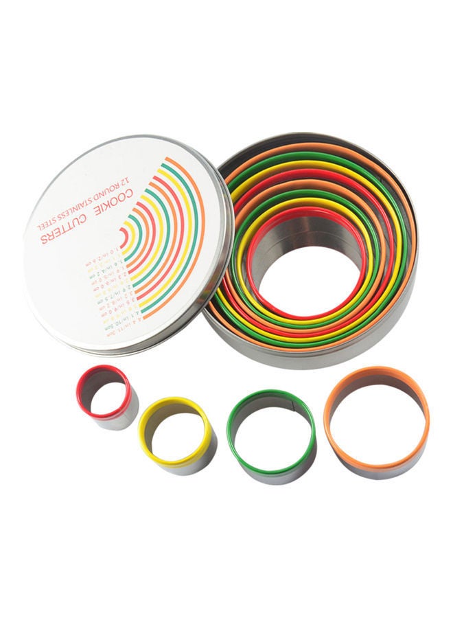 NIBEMINENT 12 Pieces Mousse Ring Set with Storage Box Cookies Pastry Cutters Mold multicolour 12.50*3.50*12.50cm - Image 1