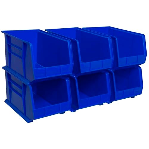 AkroMils 30260 AkroBins Plastic Storage Bins SpaceSaving Stackable Bins for Garage Pantry Craft Organization 18 x 11 x 10 Blue 6Pack
