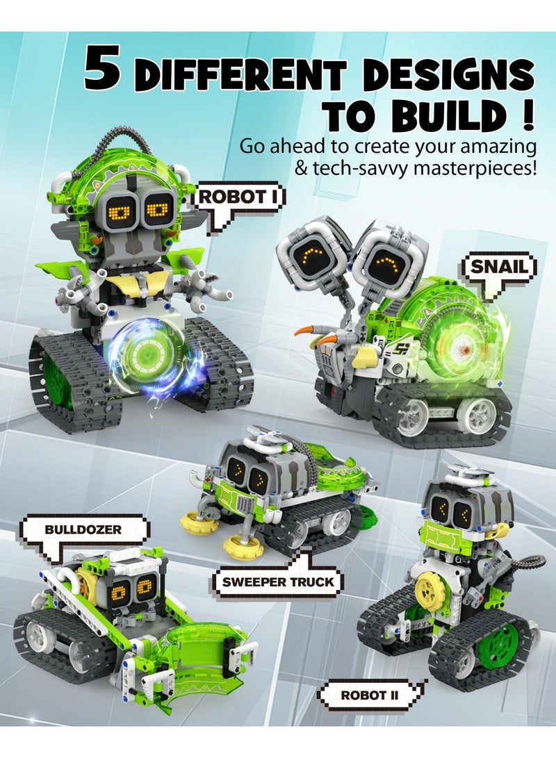Al LIFE 5in1 STEM AI Robot Toys Building Set, 478Pcs APP & Remote Control Engineering Erector Blocks for Kids Age 6-8, Coding Interactive Educational Christmas Birthday Gift for 10-12 Year Boys & Girls - Image 2