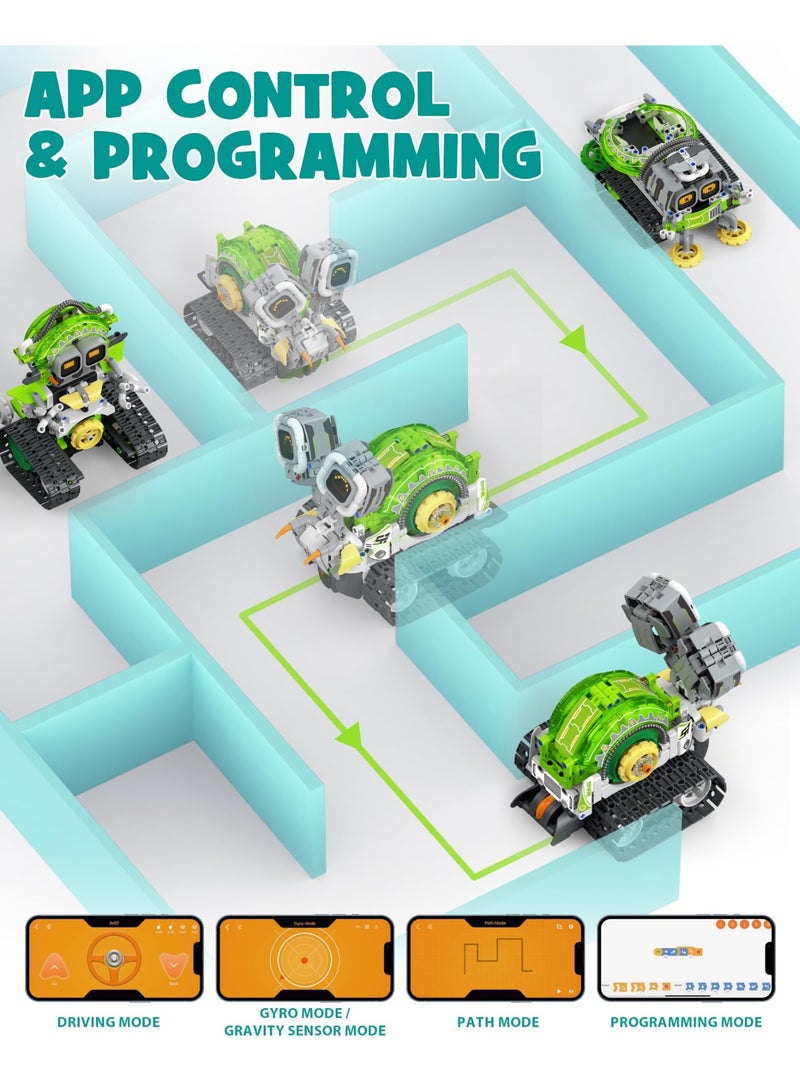 Al LIFE 5in1 STEM AI Robot Toys Building Set, 478Pcs APP & Remote Control Engineering Erector Blocks for Kids Age 6-8, Coding Interactive Educational Christmas Birthday Gift for 10-12 Year Boys & Girls - Image 4