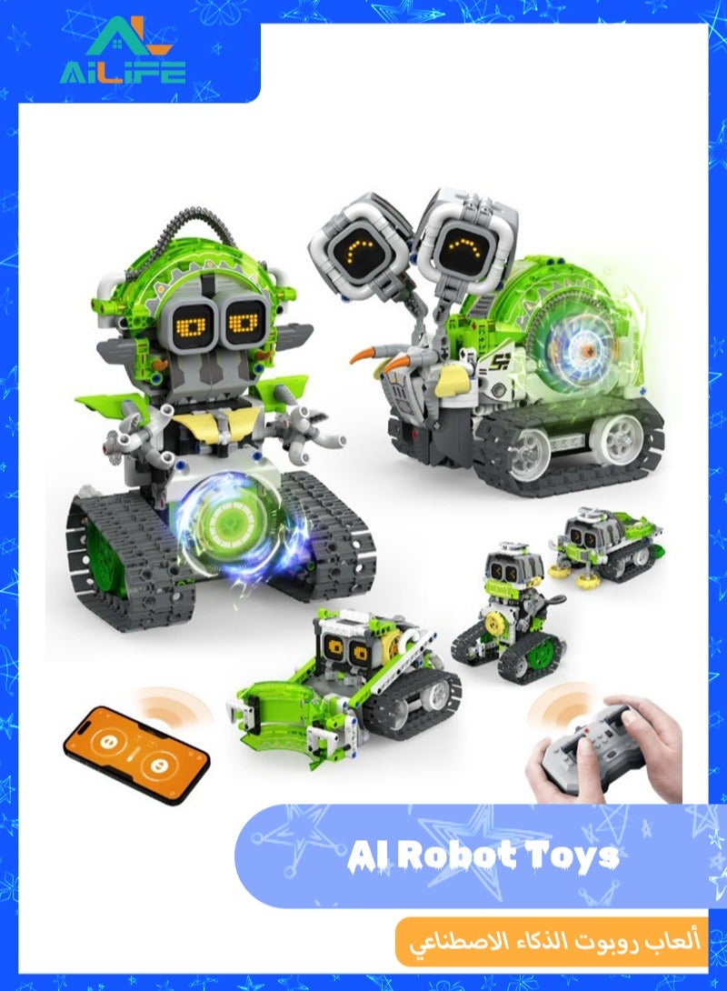 Al LIFE 5in1 STEM AI Robot Toys Building Set, 478Pcs APP & Remote Control Engineering Erector Blocks for Kids Age 6-8, Coding Interactive Educational Christmas Birthday Gift for 10-12 Year Boys & Girls - Image 1