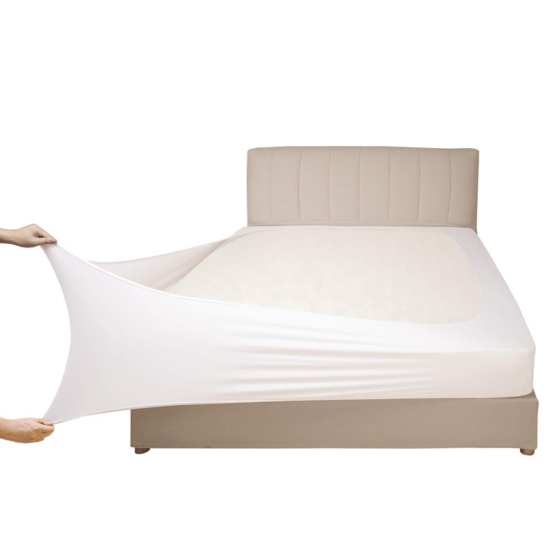 Mrs Awesome Mrs Awesome Stretch Jersey Box Spring Cover Wrap Around Bed Skirt Alternative Ultra Soft  Wrinkle Resistant QueenQueen XL White 
