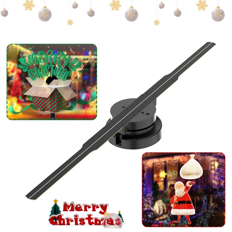 PD45 3D Hologram Projector Advertising Display Fan Wall-mounted Player 3D Naked Eye HD LED Photo Video Fan with   352pcs LED Light Beads Remote Control Sign Real-time Screen Display for Business Shop Store Bars Exhibition   Entertainment Holiday Events 16GB Memory Card - Image 2