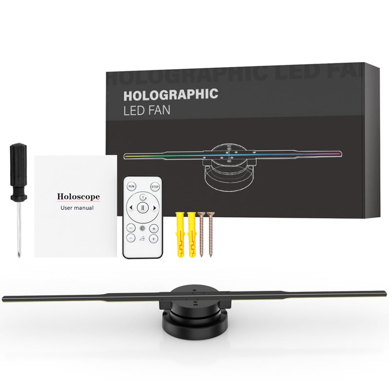 PD45 3D Hologram Projector Advertising Display Fan Wall-mounted Player 3D Naked Eye HD LED Photo Video Fan with   352pcs LED Light Beads Remote Control Sign Real-time Screen Display for Business Shop Store Bars Exhibition   Entertainment Holiday Events 16GB Memory Card - Image 3