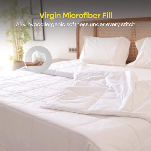 SleepyCat Luxe Comforter | 150 GSM for Summer Season | Lightweight, Hypoallergenic AC Comforter | Luxury Cotton Modal Fabric | Double, White (90 x 100) - Image 3