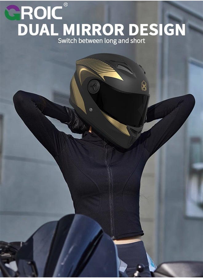 GROIC Sport Motorcycle Helmet,Motorcycle Full Face Helmet,ightweight ABS Shell,Bike Motocross Helmets for Adults,Motorcycle Street Bike Helmet(Black and Gold)  - Image 4