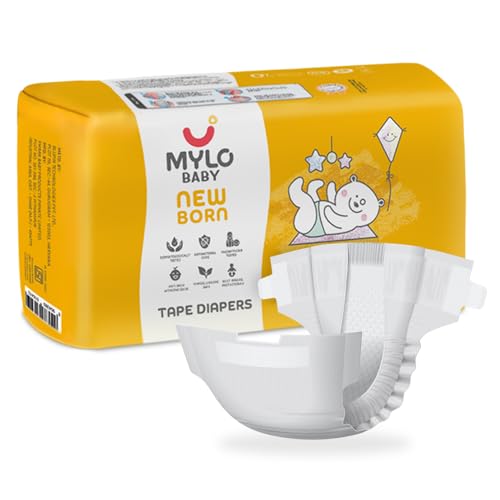 Mylo Baby Tape Diaper Newborn (NB) Size Upto 5 kg Babies (26 Count) Leak Proof | Lightweight | Rash Free | Upto 12 Hours Protection | ADL Technology | with Zinc Oxide Layer - Image 1