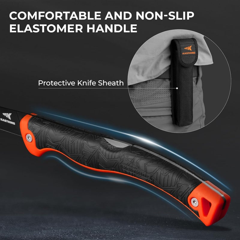 Kastking Folding Fillet/Fishing/Camping/Hunting Knife, Razor Sharp G4116 German Stainless-Steel Blade, Non-Slip Handles, 13 ½ inch overall Length, only 7 ½ inch folded, Includes Sheath - Image 5
