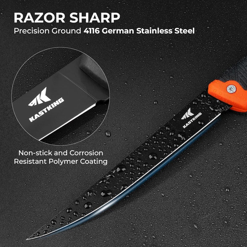 Kastking Folding Fillet/Fishing/Camping/Hunting Knife, Razor Sharp G4116 German Stainless-Steel Blade, Non-Slip Handles, 13 ½ inch overall Length, only 7 ½ inch folded, Includes Sheath - Image 3