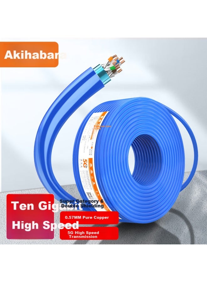 كابل شبكة مضاد للتداخل من نوع Choseal Cat6a فئة عشرة جيجابت مع درع نحاسي نقي للهندسة والشبكة المنزلية عرض 100م باللون الأزرق Qs2669bt100s