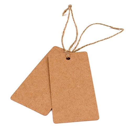 G2PLUS 100PCS Kraft Paper Gift Tags with String,3.5" x 1.7"Brown Blank Tags with Jute Twine Rectangle Labeling Tags for Arts and Crafts,Wedding,Christmas,Thanksgiving and Holiday - Image 4