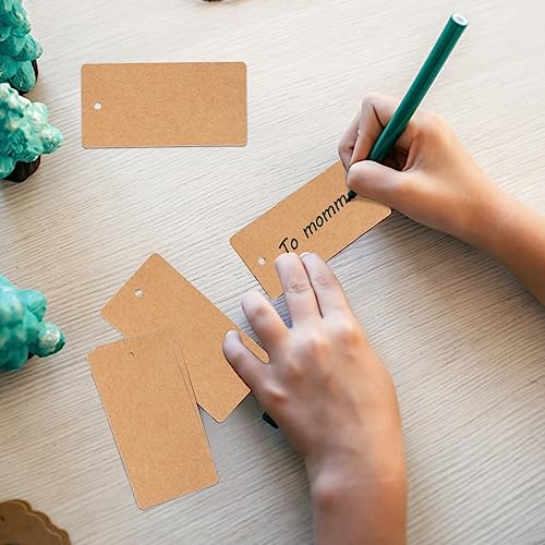 G2PLUS 100PCS Kraft Paper Gift Tags with String,3.5" x 1.7"Brown Blank Tags with Jute Twine Rectangle Labeling Tags for Arts and Crafts,Wedding,Christmas,Thanksgiving and Holiday - Image 5