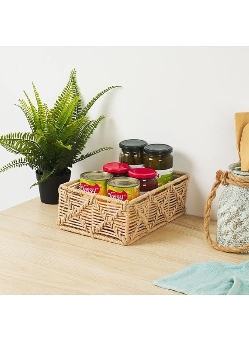Homesmiths - Small Rectangle Paper Rope Basket Natural 27 x 19 x H10 cm - Image 1