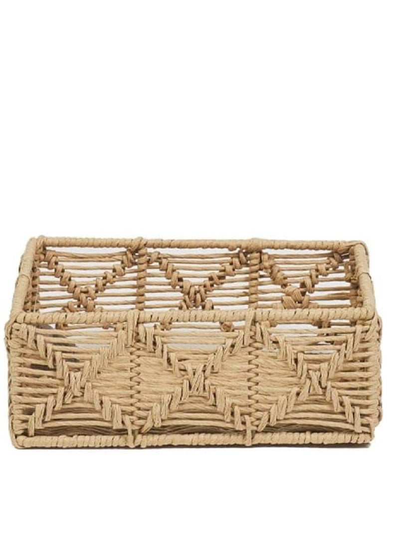 Homesmiths - Small Rectangle Paper Rope Basket Natural 27 x 19 x H10 cm - Image 1