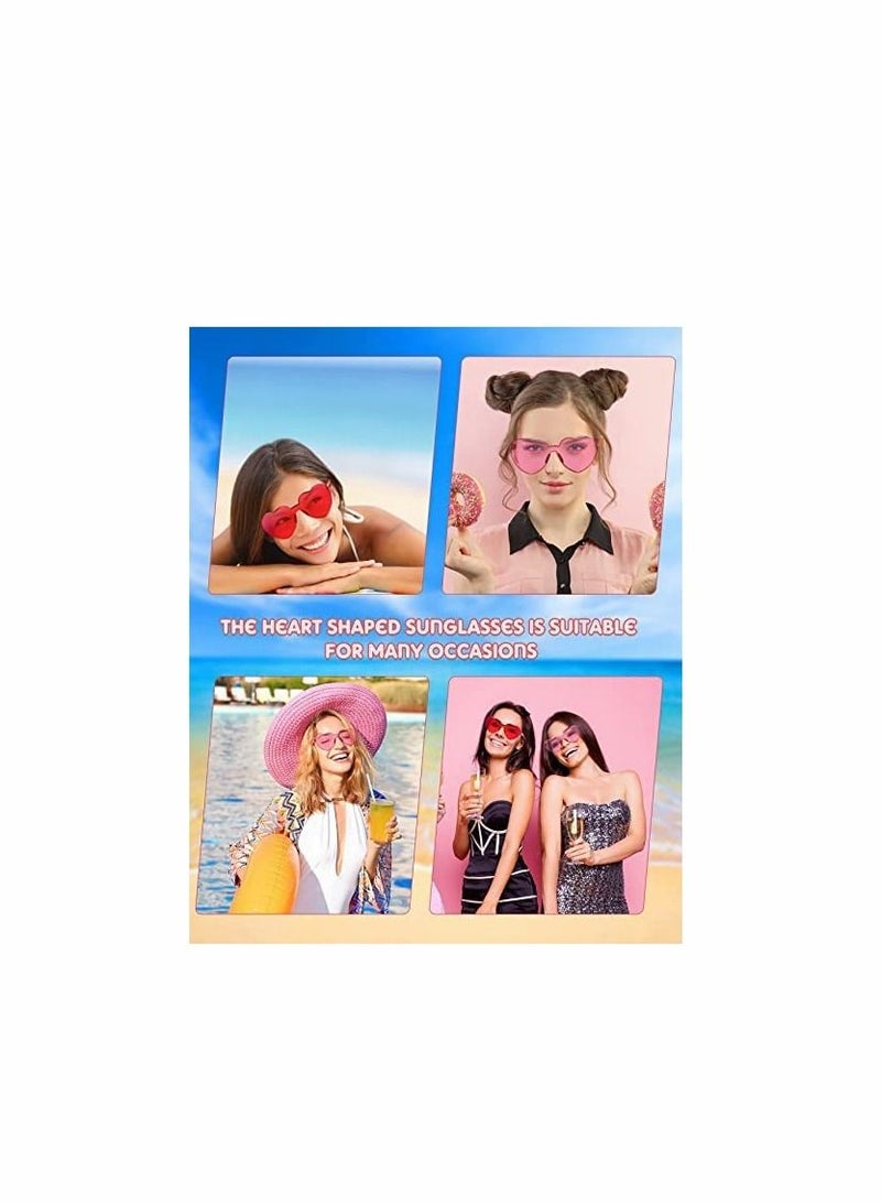 KASTWAVE Heart Shape Rimless Sunglasses, Tinted Eyewear Trendy Transparent Candy Color Eyewear for Party Favor - 8 Pairs - Image 3