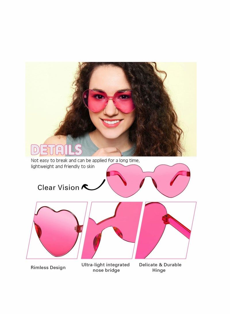 KASTWAVE Heart Shape Rimless Sunglasses, Tinted Eyewear Trendy Transparent Candy Color Eyewear for Party Favor - 8 Pairs - Image 2