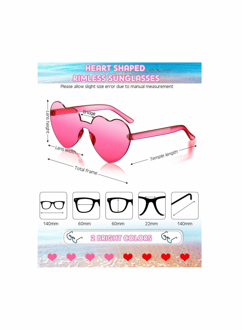 KASTWAVE Heart Shape Rimless Sunglasses, Tinted Eyewear Trendy Transparent Candy Color Eyewear for Party Favor - 8 Pairs - Image 4
