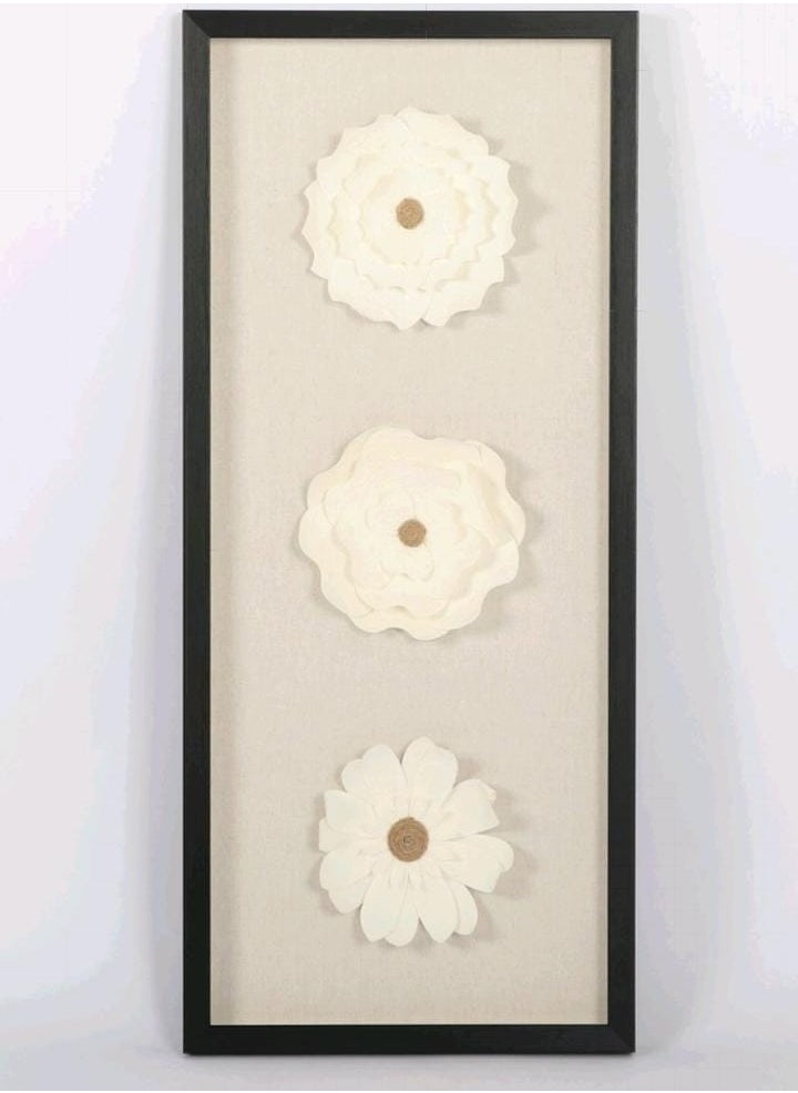 ماركة غير محددة - لوحة فنية مورده اطار اسود - بني وبيج 80 × 35 سم - Image 1