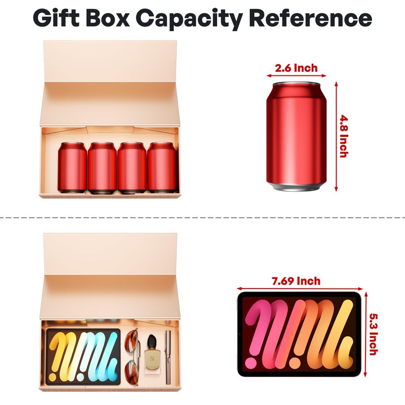 RYDDOY 5 Pack Rose Gold Gift Box, 12x6x4'' Gift boxes for Presents with Lids Magnetic Closure Rectangle Collapsible for Bridesmaid Proposal Box, Wedding, Christmas, Halloween, Birthday Gift Packging - Image 3