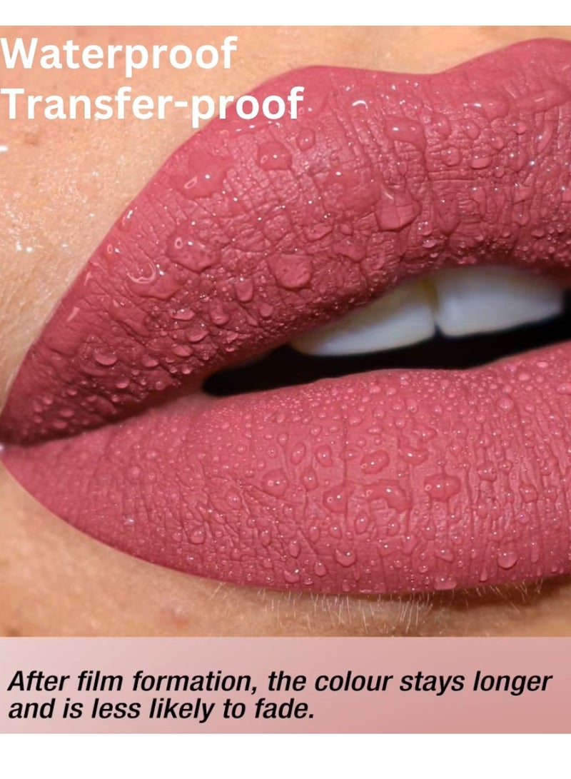 LANGMANNI مجموعة شفاه مات ناعمة 3 في 1 - محدد شفاه، لامع شفاه سائل، وأحمر شفاه - مجموعة مريحة وناعمة لتحديد الشفاه، مقاومة للماء وتأثير طويل الأمد، مجموعة هدايا مكياج شفاه شاملة 05 - Image 3