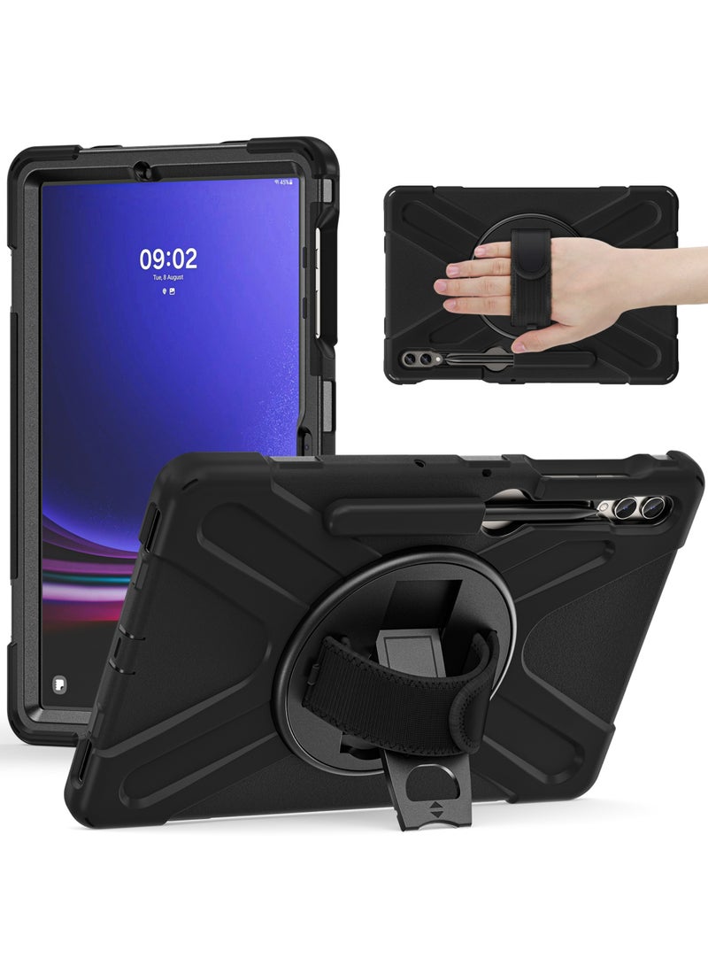 Rock Pow Case for Samsung Galaxy Tab S10 Plus 12.4 Inch 2024/Tab S9 Plus 12.4 2023/S9 FE Plus 12.4 2023/S8 Plus 2022/ S7 FE 2021/ S7 Plus 2020 Case with S Pen Holder Heavy Duty Shockproof Protective Cover with Hand Strap S-Pen Holder/Handle/Rotating Kickstand - Image 1