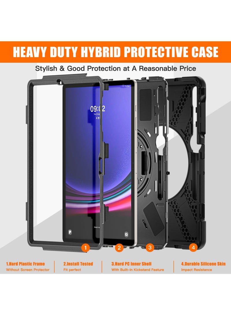 Rock Pow Case for Samsung Galaxy Tab S10 Plus 12.4 Inch 2024/Tab S9 Plus 12.4 2023/S9 FE Plus 12.4 2023/S8 Plus 2022/ S7 FE 2021/ S7 Plus 2020 Case with S Pen Holder Heavy Duty Shockproof Protective Cover with Hand Strap S-Pen Holder/Handle/Rotating Kickstand - Image 3